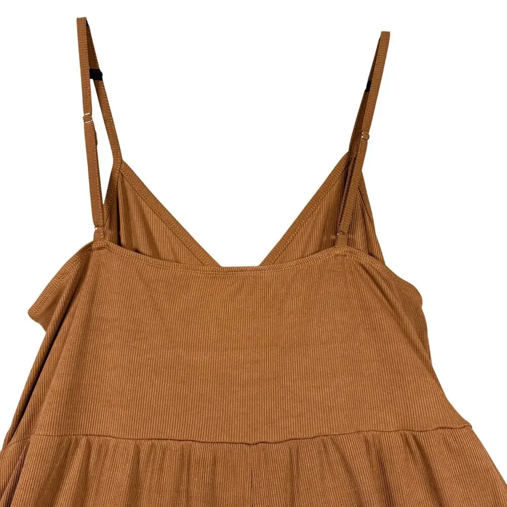 NWT CIDER Camel Wide Leg Jumpsuit Women’s Strappy V-Neck Cami Romper - 2XL